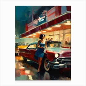 Girl At The Diner Canvas Print
