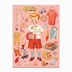Vintage Paper Doll Boy Kitsch 12 Canvas Print