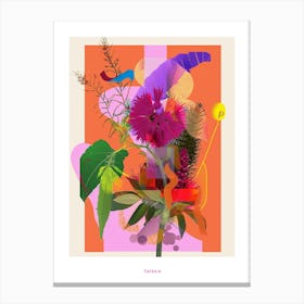 Celosia 1 Neon Flower Collage Poster Canvas Print