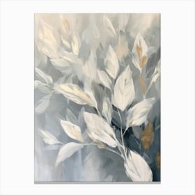 White And Gold Leaves Canvas Print
