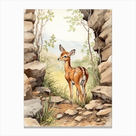 Storybook Animal Watercolour Antelope 2 Canvas Print
