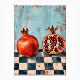 Pomegranate Checkered Blue  2 Canvas Print