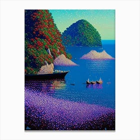 Ko Yao Yai Thailand Pointillism Style Tropical Destination Canvas Print