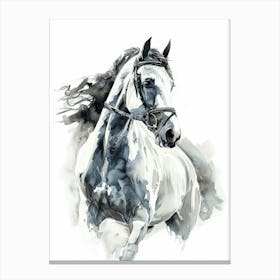 White Horse Watercolor Painting Canvas Print