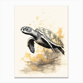 Watercolour Sepia Sea Turtle Canvas Print
