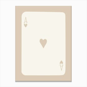 Ace Playing Card Beige Canvas Print