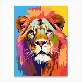 Lion Pop Art Inspired Colourful Illustration 3 Canvas Print