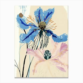 Colourful Flower Illustration Nigella Love In A Mist 3 Canvas Print