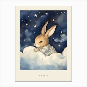 Baby Rabbit 1 Sleeping In The Clouds Nursery Poster Canvas Print