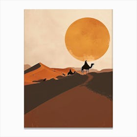 Camels In The Desert, Boho Canvas Print