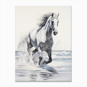 A Horse Oil Painting In Grace Bay Beach, Turks And Caicos Islands, Portrait 3 Canvas Print