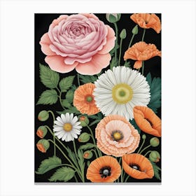 Poppies And Daisies Canvas Print