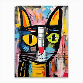Cat and Canvas: Basquiat's Purrfect Street Art Canvas Print