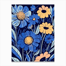 Blue Flower Illustration Gaillardia 1 Canvas Print