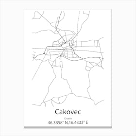 Cakovec,Croatia Minimalist Map Canvas Print