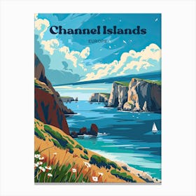 Channel Islands Europe Hiking Travel Art Illustration Canvas Print