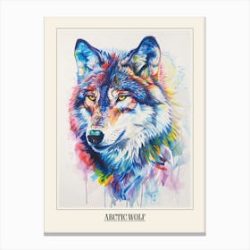 Arctic Wolf Colourful Watercolour 3 Poster Canvas Print