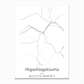 Higashiagatsuma,Japan Minimalist Map Canvas Print