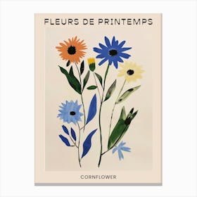 Spring Floral French Poster  Cornflower 3 Canvas Print