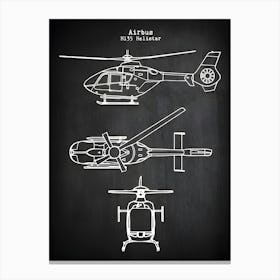 Airbus Helistar H135 Medical Helicopter Diagram Blueprint H135 Helicopter Decor Helicopter Art Helicopter Print Heli Wall Art Vah1351 Canvas Print