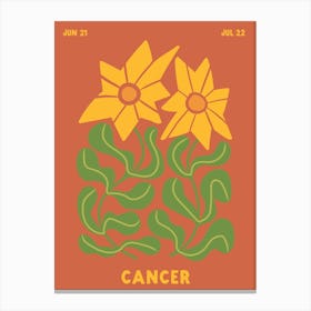 Cancer Print Zodiac Poster Astrology Wall Decor Flower Market Botanical Canvas Print