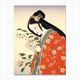 Yukiyanagi Snowdrop Vintage Japanese Botanical And Geisha Canvas Print