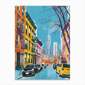 Williamsburg New York Colourful Silkscreen Illustration 3 Canvas Print