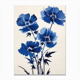 Blue Botanical Anemone 2 Canvas Print