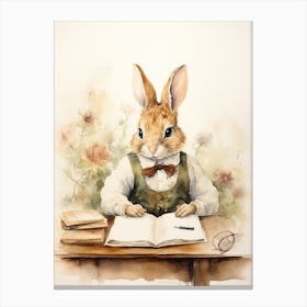 Bunny Writing Rabbit Prints Watercolour 6 Canvas Print