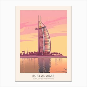 The Burj Al Arab Dubai United Arab Emirates Travel Poster Canvas Print