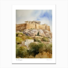 The Acropolis, Athens 3 Watercolour Travel Poster Canvas Print