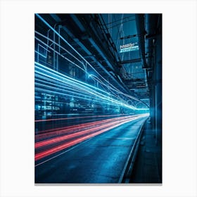 A Dynamic Scene Encapsulating The Essence Of Cybersecurity And Telecommunications Featuring A High (5) Canvas Print