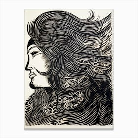 Hair In The Wind Face Portrait 1 Canvas Print