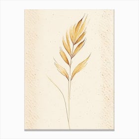 Wheat Leaf Minimalist Watercolour 3 Canvas Print