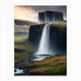 Kirkjufellsfoss Waterfall, Iceland Realistic Photograph (3) Canvas Print