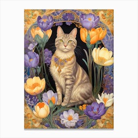 Cat In Flowers Canvas Print