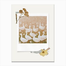 Scrapbook White Ducks Fairycore Painting 1 Canvas Print