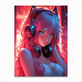 Anime Girl With Headphones 3 Canvas Print