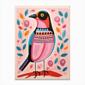 Pink Scandi Cowbird 4 Canvas Print