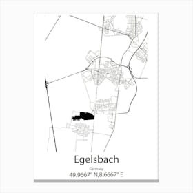 Egelsbach,Germany Minimalist Map Canvas Print