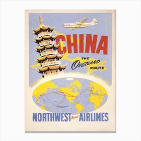 Northwest Orient Airlines Vintage Poster Canvas Print