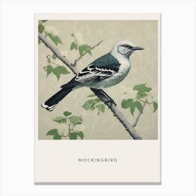 Ohara Koson Inspired Bird Painting Mockingbird 2 Poster Canvas Print