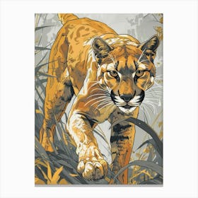 Cougar Precisionist Illustration 3 Canvas Print