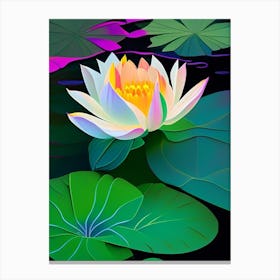 Blooming Lotus Flower In Pond Fauvism Matisse 1 Canvas Print