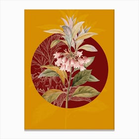 Vintage Botanical Chinese New Year Flower on Circle Red on Yellow n.0307 Canvas Print