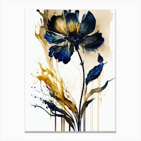 Elegant Gold and Blue Flower Canvas Print