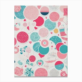 Pink And Blue Circles Canvas Print