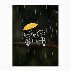 Couple In The Rain Canvas Print