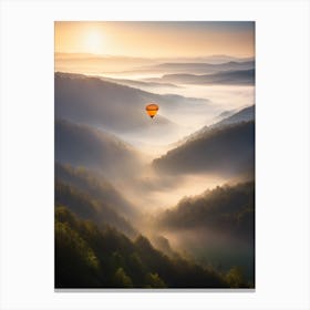 Hot Air Balloon In The Mist Canvas Print
