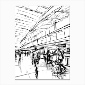 Sketch Of People At The Airport Canvas Print